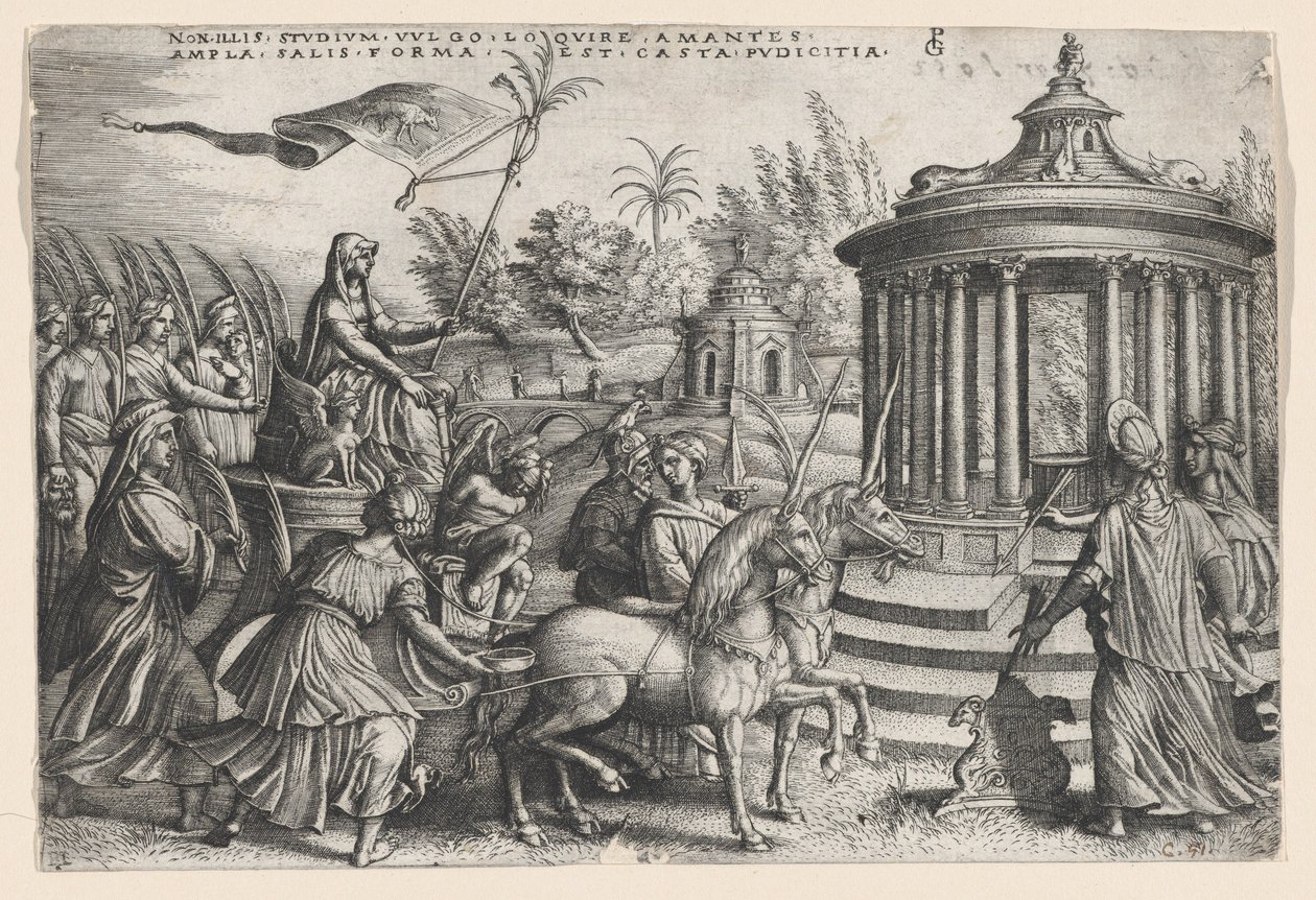 El triunfo de la castidad sobre el amor, de los Triunfos de Petrarca de Georg Pencz