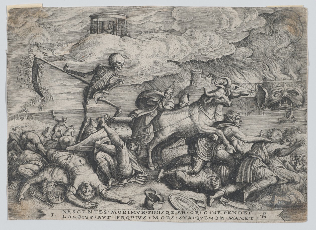El triunfo de la muerte sobre el tiempo, del Triunfo de Petrarca de Georg Pencz