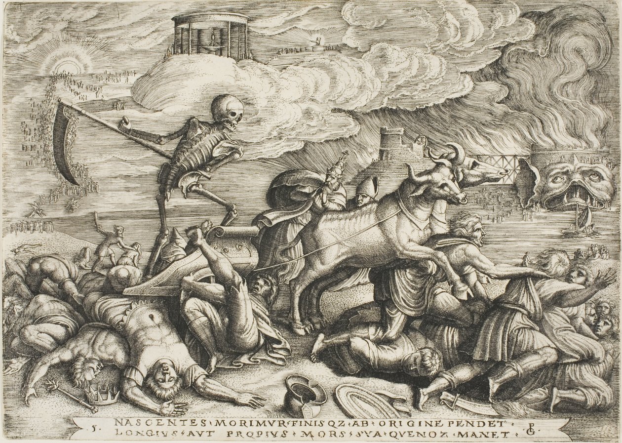 El triunfo de la muerte, placa cinco de Los triunfos de Petrarca de Georg Pencz