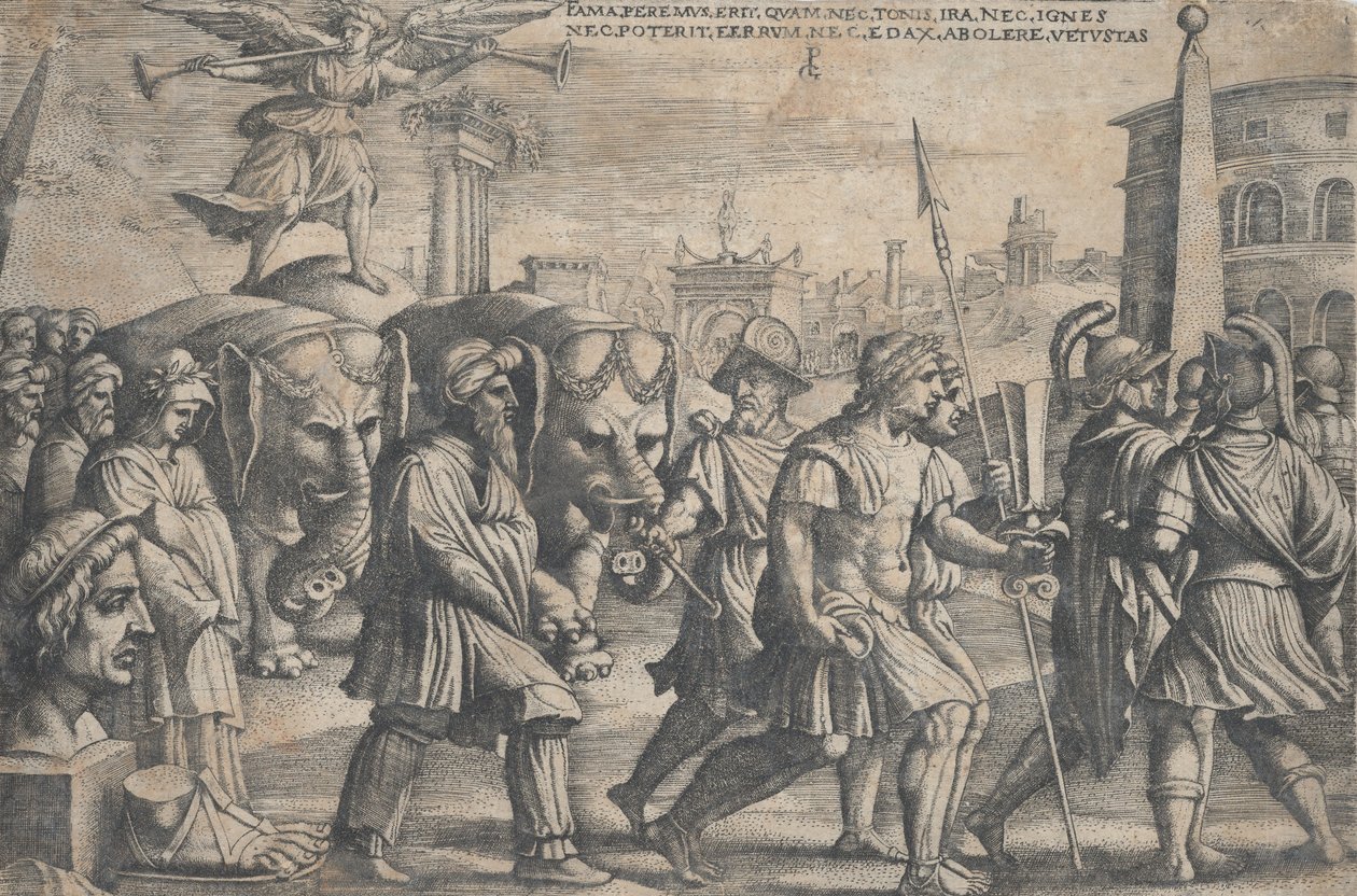 El Triunfo de la Fama sobre la Castidad, de Los Triunfos de Petrarca de Georg Pencz