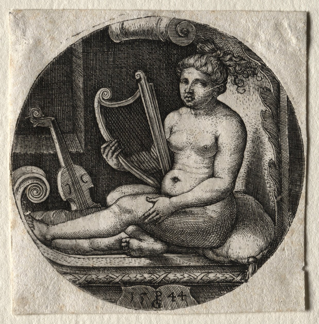 El arpista, 1544 de Georg Pencz