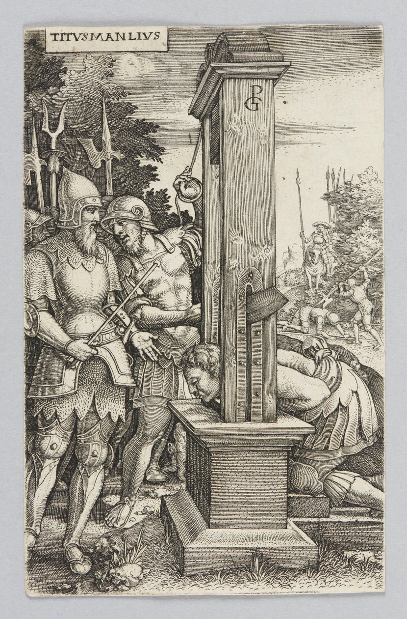 Tito Manlio asistiendo a la ejecución de su hijo de Georg Pencz