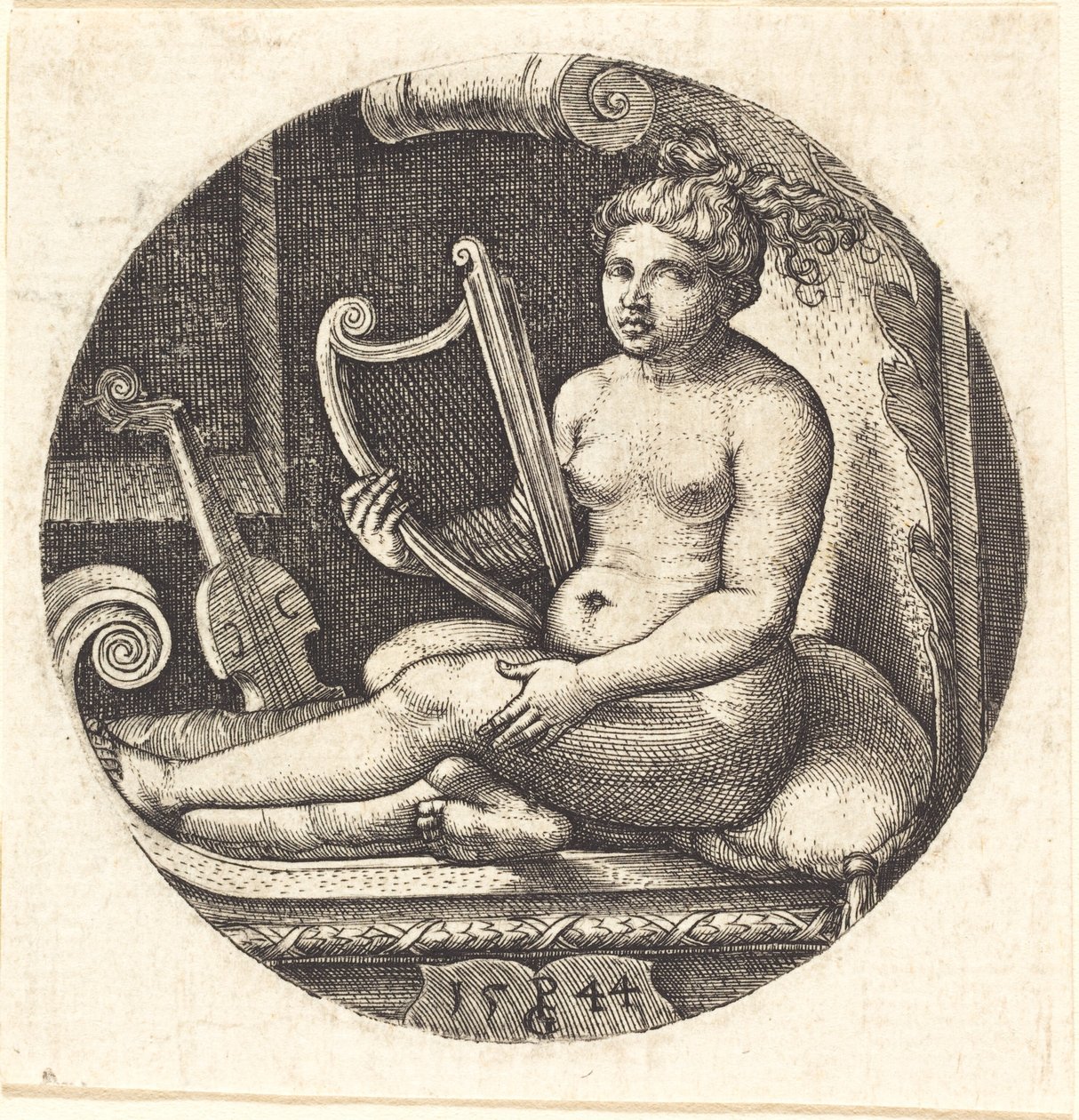 Mujer con un Arpa de Georg Pencz