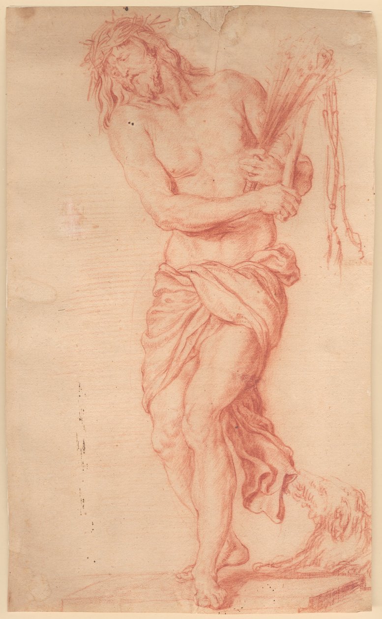 Ecce Homo. Cristo sufriente de pie con látigo y corona de espinas en la cabeza de Georg Petel