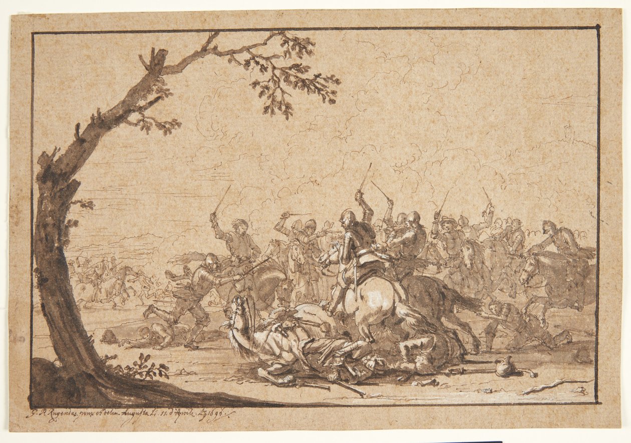 Combate de caballería de Georg Philipp Rugendas