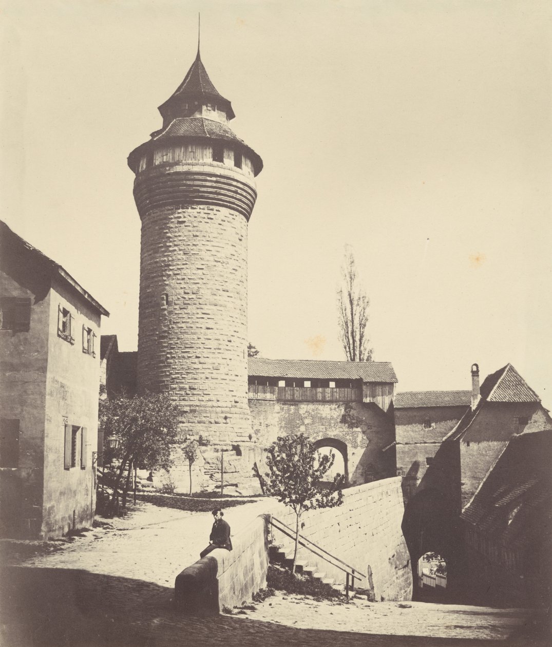 Der Runde Turm und der Festung in Nürnberg (La Torre Redonda y la Fortaleza de Núremberg),c. 1852 (foto) de Georg Schmidt