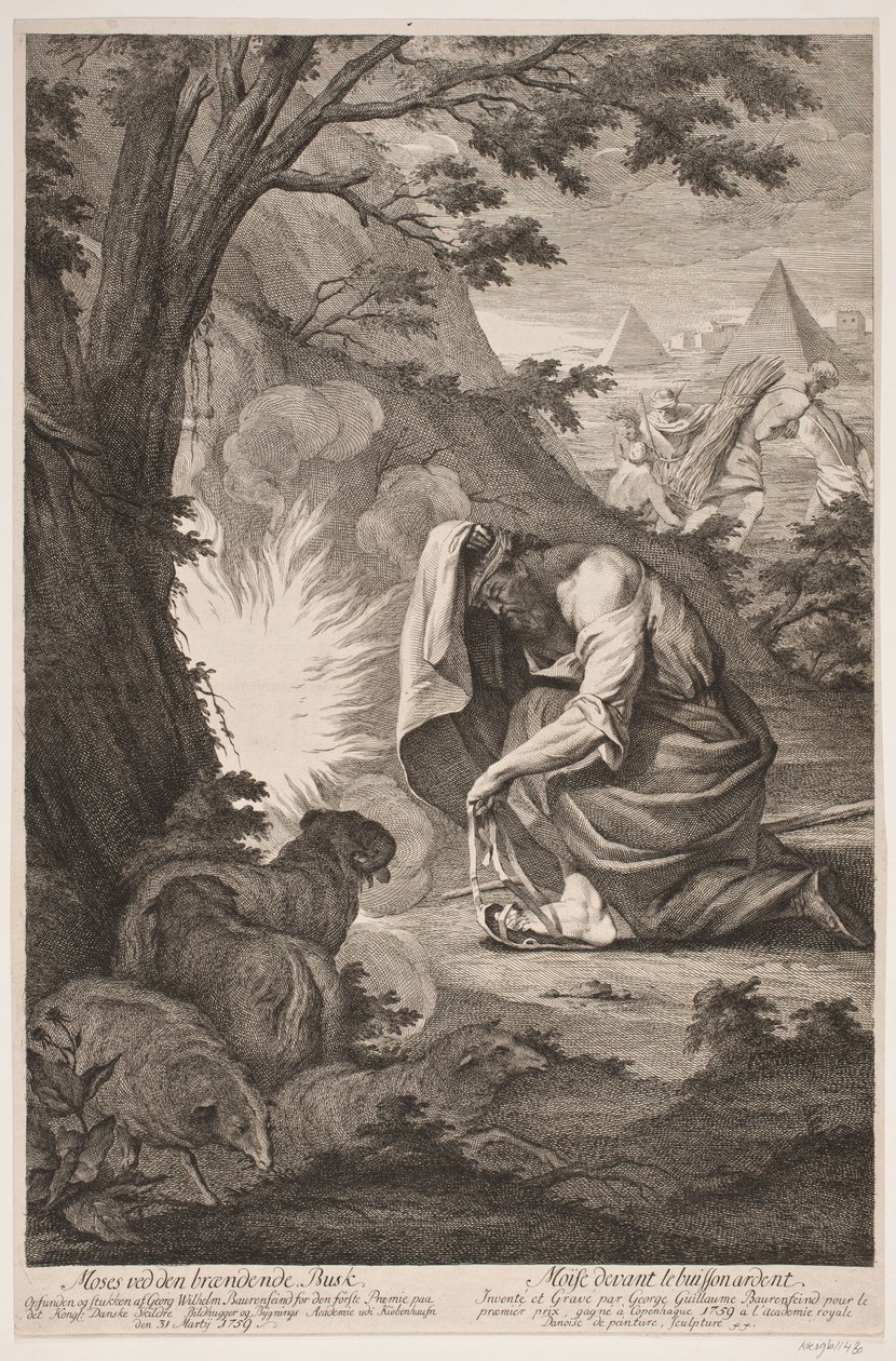 Moisés en la zarza ardiente de Georg Vilhelm Baurenfeind