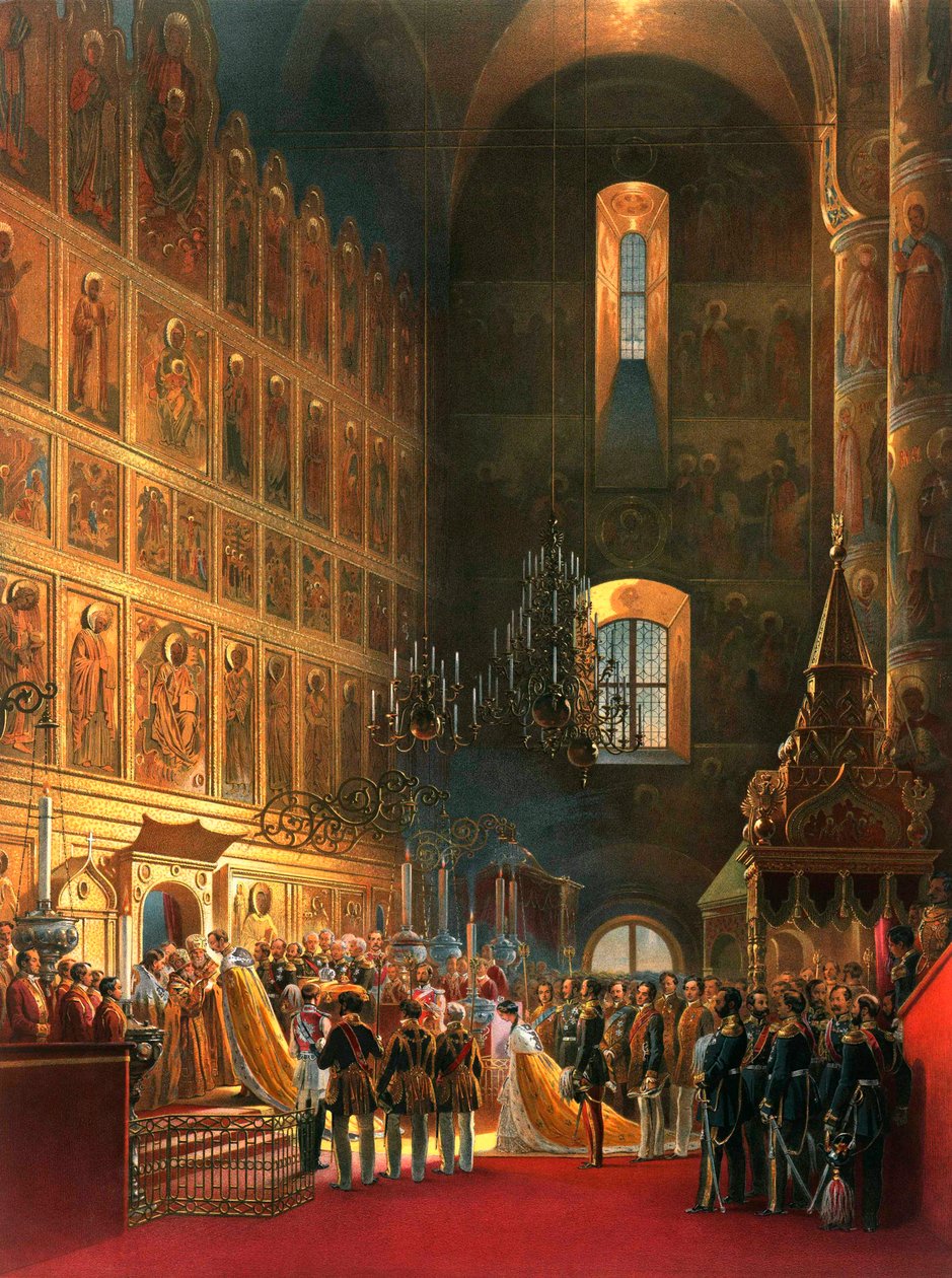 La unción del Zar Alejandro II de Rusia, Moscú, 1856 de Georg Wilhelm Timm
