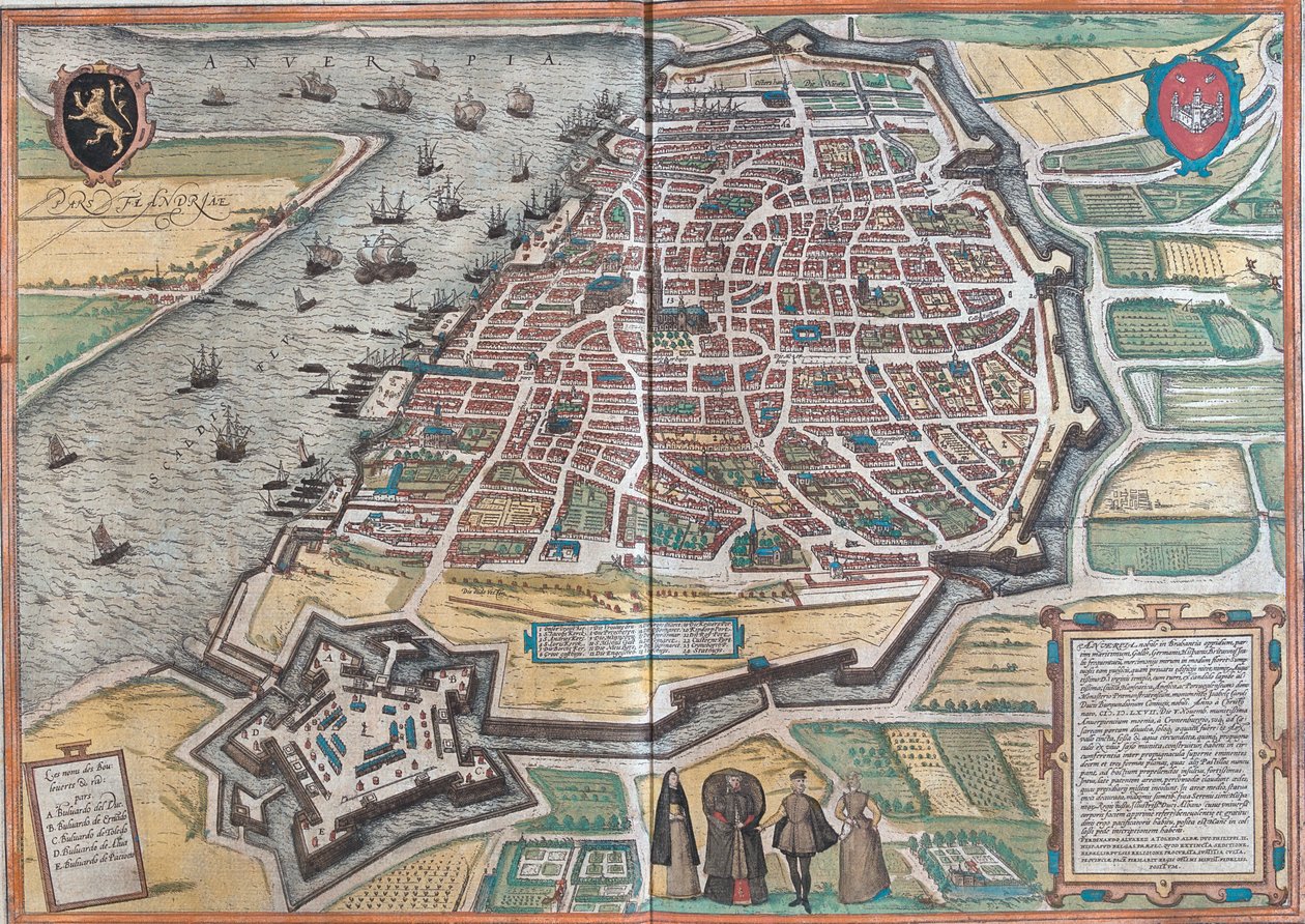 Amberes, Bélgica de Georg and Hogenberg Franz (1535 90) Braun