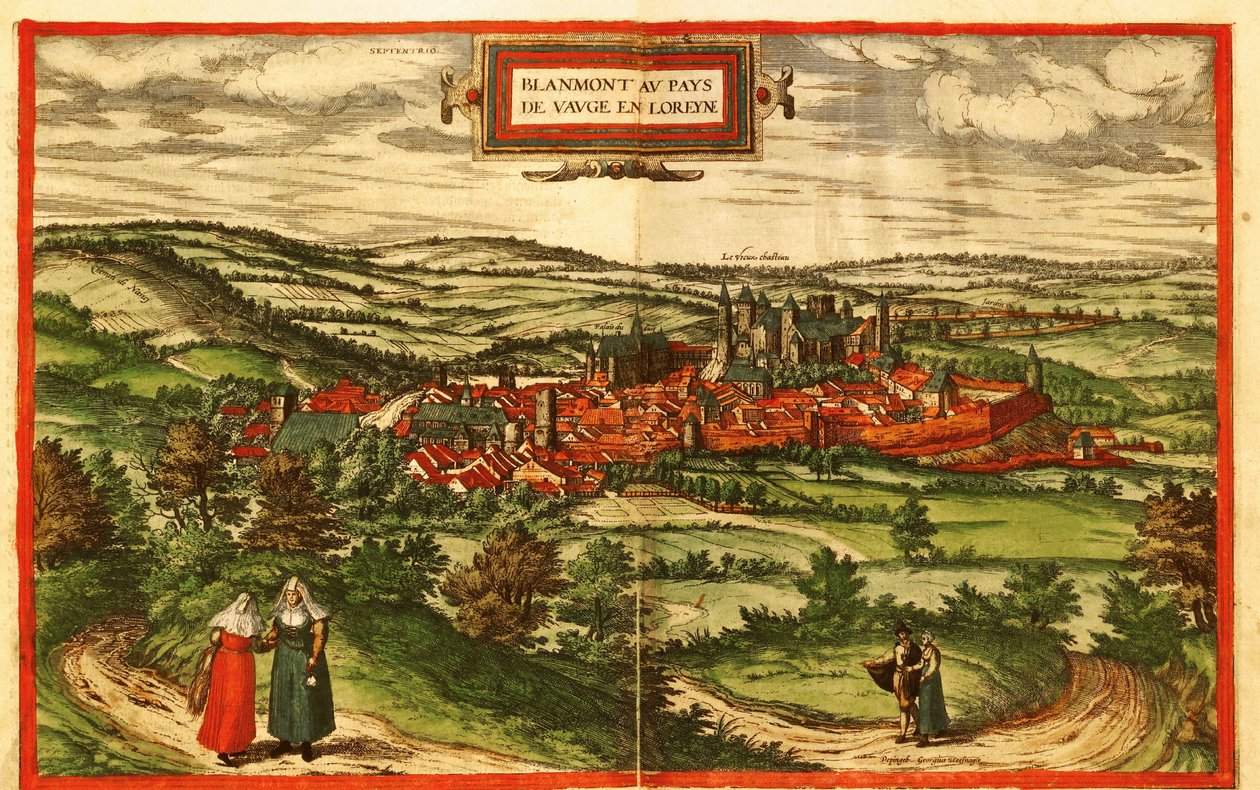 Blamont, ciudad rural en Francia de Georg and Hogenberg Franz (1535 90) Braun