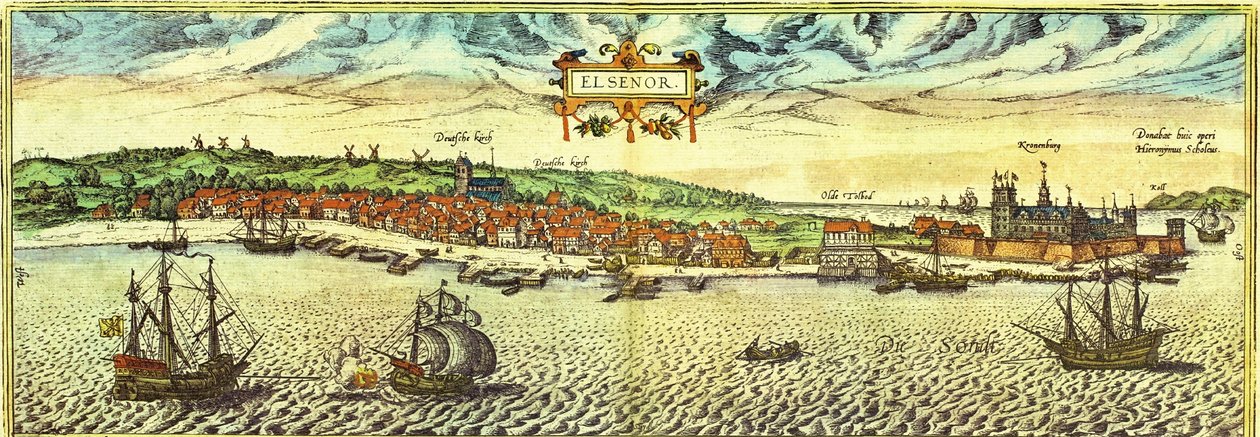 Elsinore, Dinamarca de Georg and Hogenberg Franz (1535 90) Braun