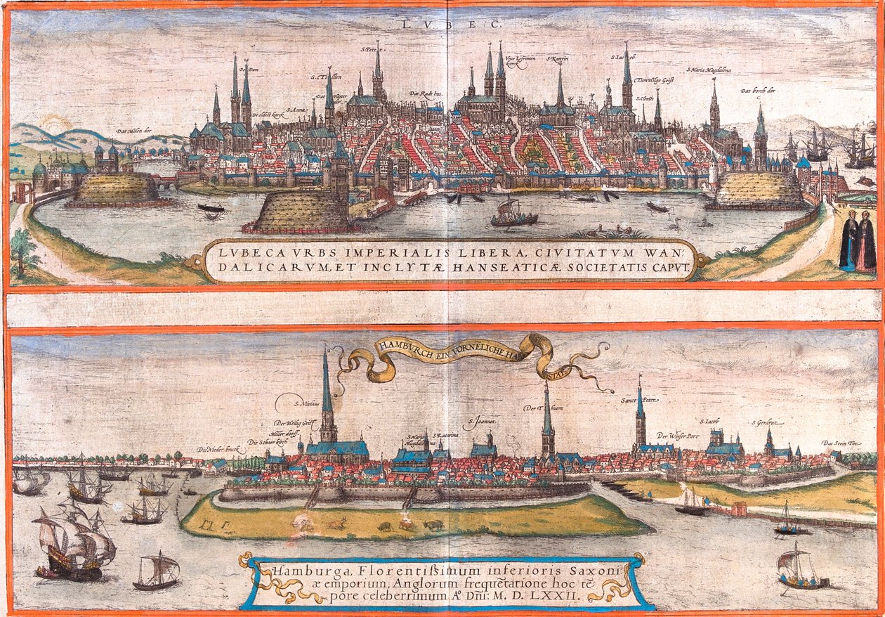 Lübeck, Hamburgo, Alemania de Georg and Hogenberg Franz (1535 90) Braun