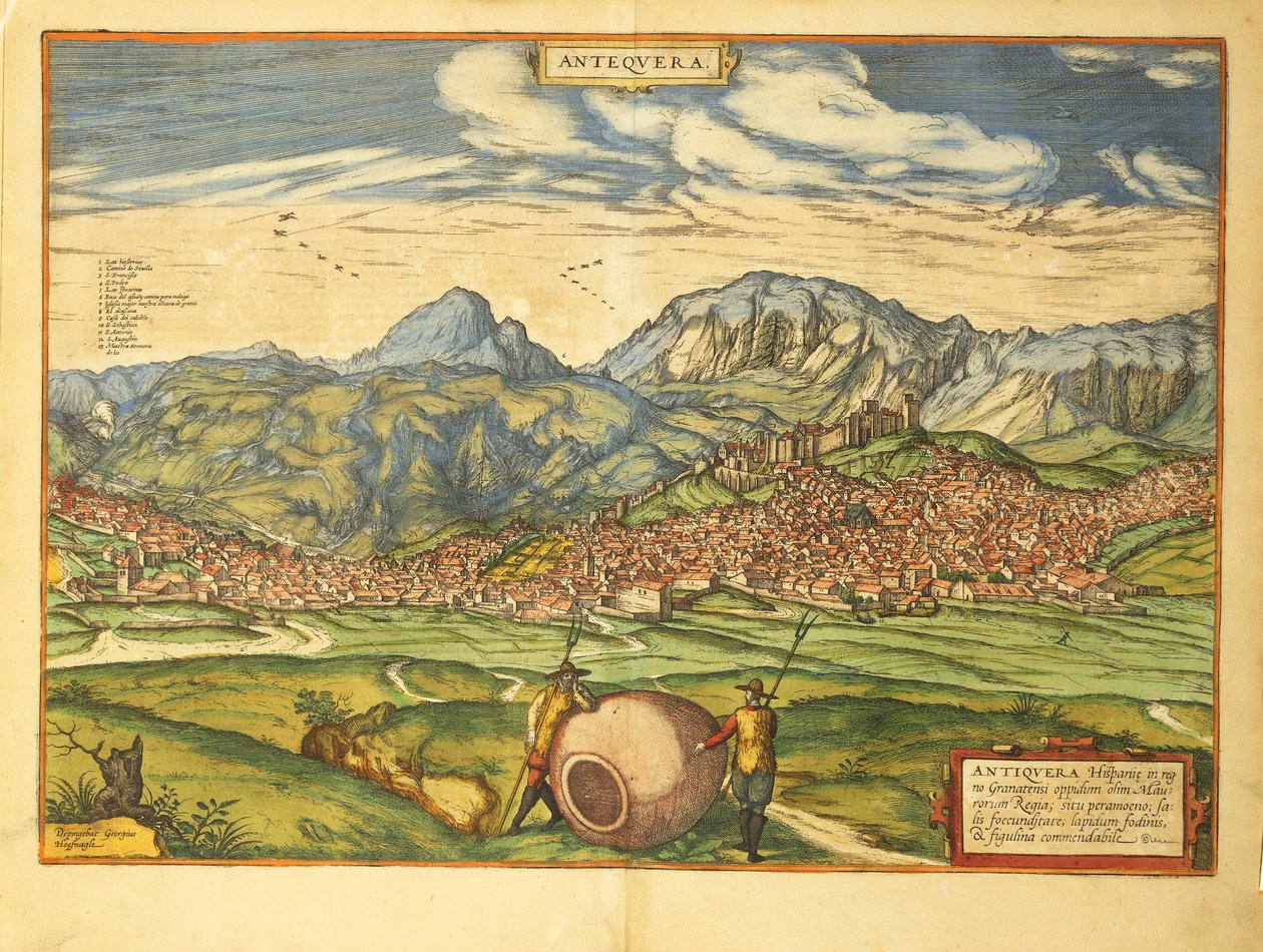 Mapa de Antequera de Civitates Orbis Terrarum de Georg Braun and Hogenberg Franz