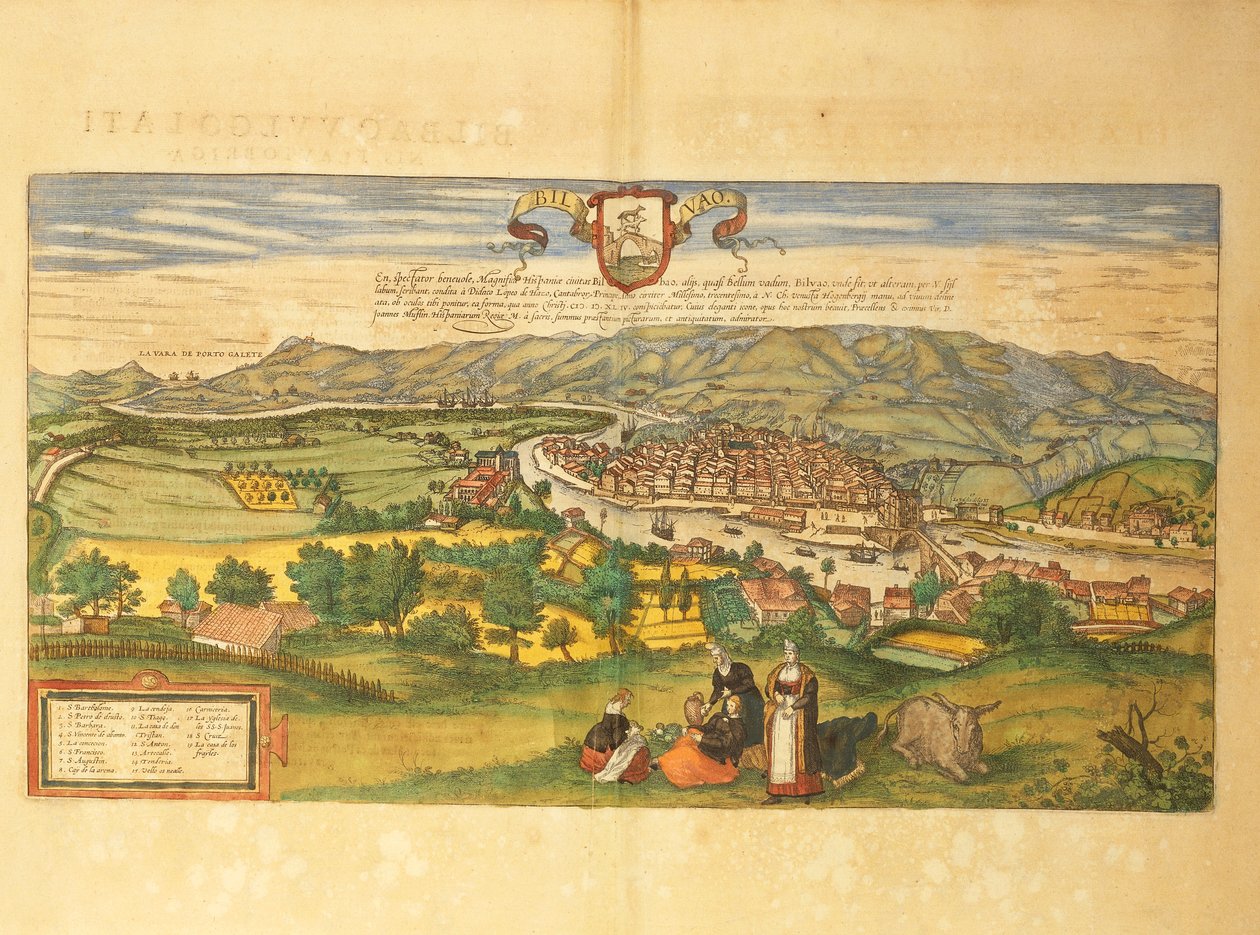 Mapa de Bilbao del Civitates Orbis Terrarum de Georg Braun de Georg Braun and Hogenberg Franz
