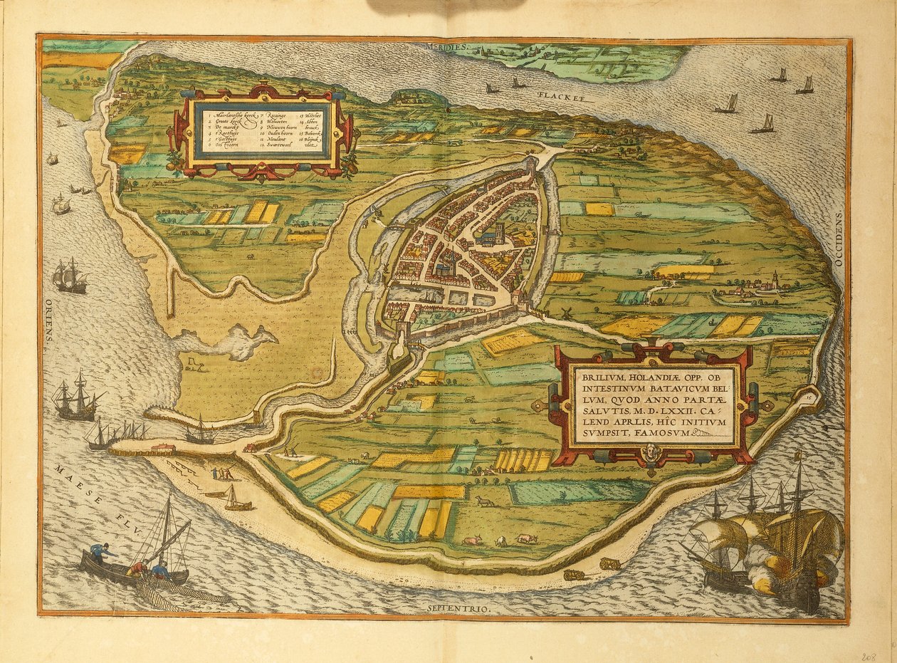 Mapa de Brielle de Civitates Orbis Terrarum por Georg Braun de Georg Braun and Hogenberg Franz