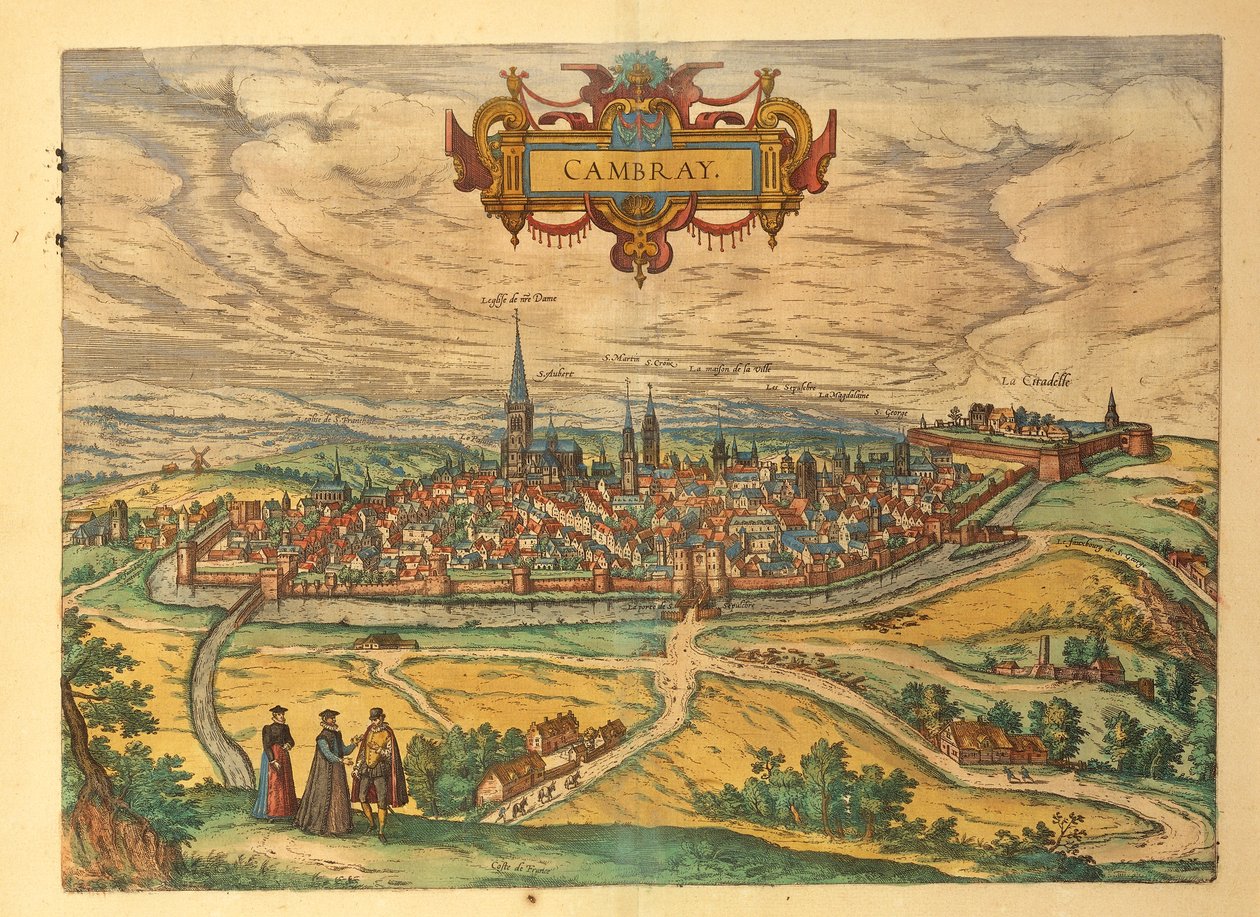 Mapa de Cambrai del Civitates Orbis Terrarum de Georg Braun de Georg Braun and Hogenberg Franz