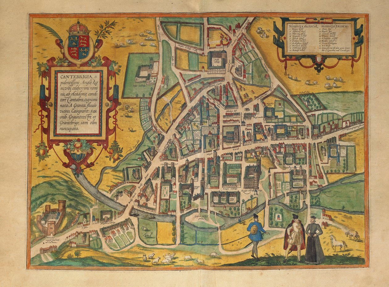 Mapa de Cambridge de Civitates Orbis Terrarum por Georg Braun de Georg Braun and Hogenberg Franz