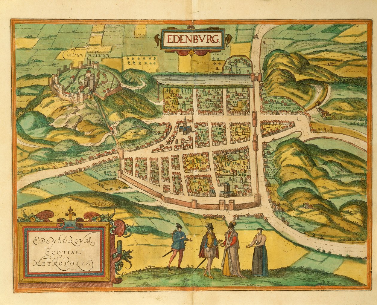 Mapa de Edimburgo de Civitates Orbis Terrarum por Georg Braun de Georg Braun and Hogenberg Franz