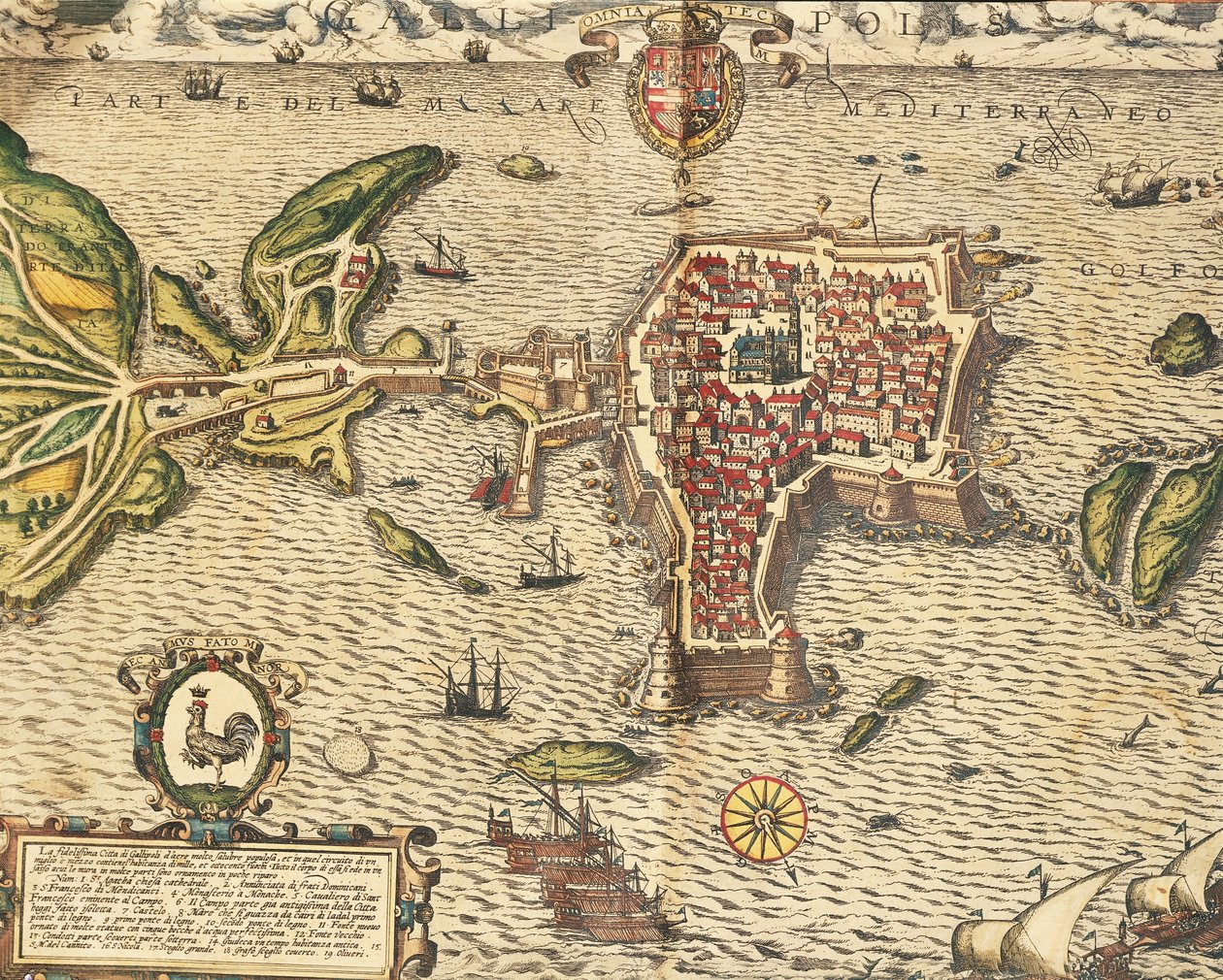 Mapa de Gallipoli de Civitates Orbis Terrarum de Georg Braun and Hogenberg Franz