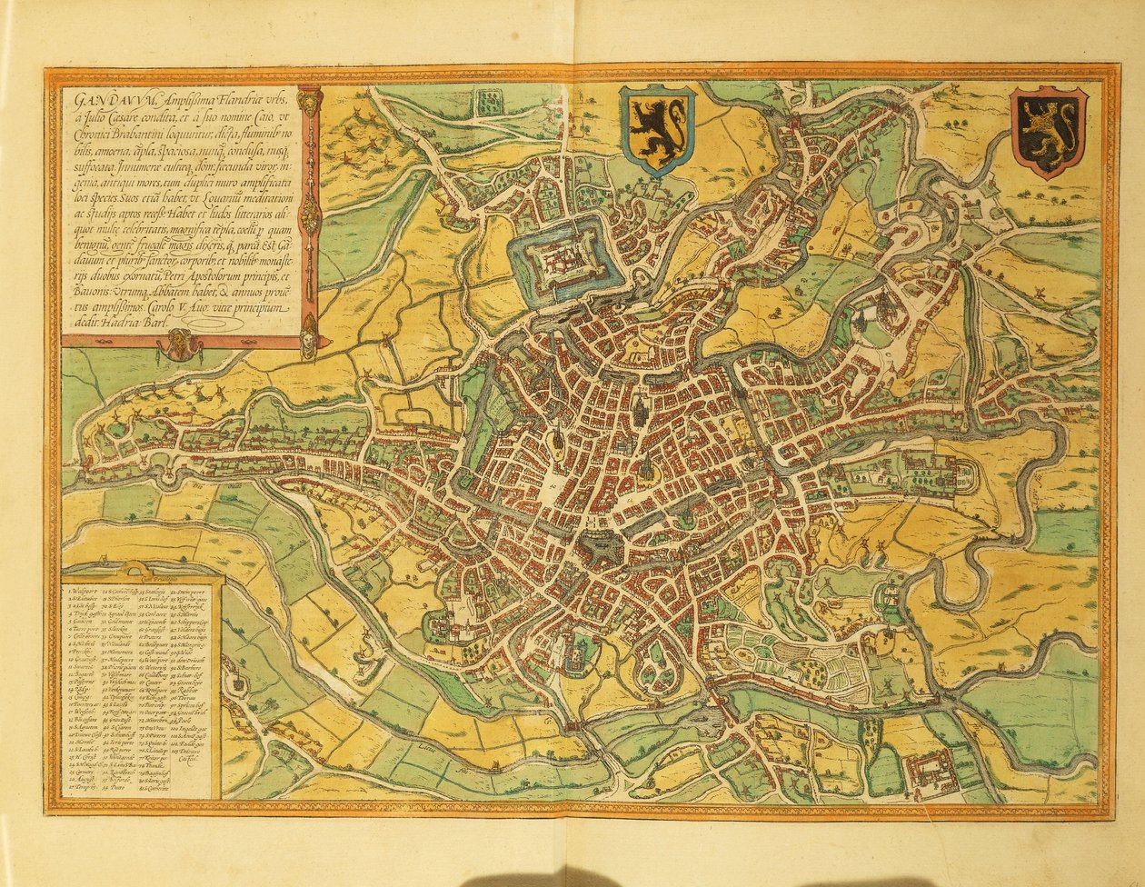 Mapa de Gante de Civitates Orbis Terrarum de Georg Braun and Hogenberg Franz