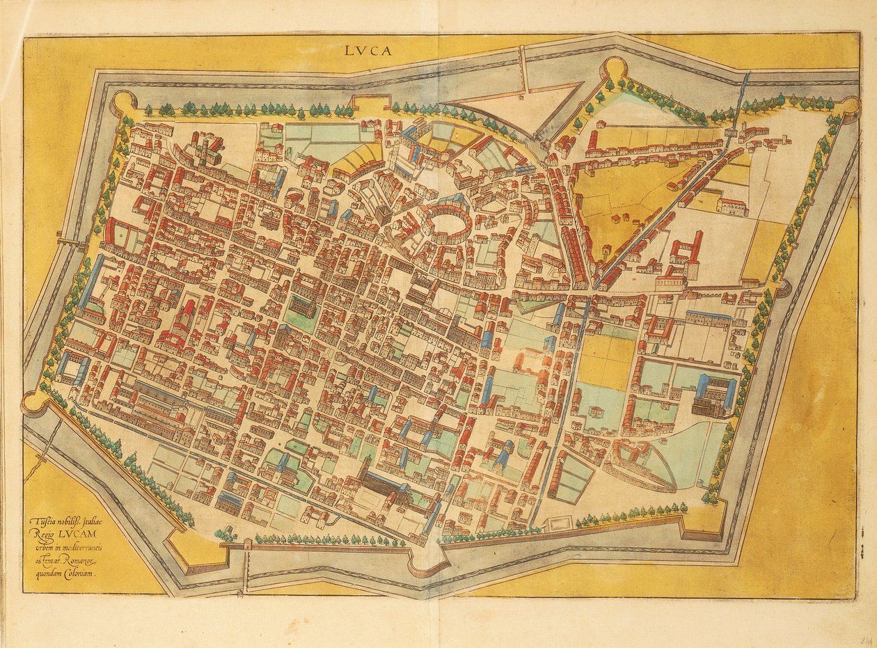 Mapa de Lucca de Civitates Orbis Terrarum de Georg Braun and Hogenberg Franz