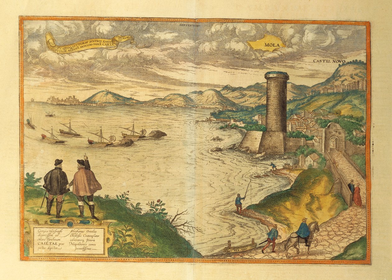 Mapa de Mola di Bari, región de Apulia del Civitates Orbis Terrarum de Georg Braun de Georg Braun and Hogenberg Franz