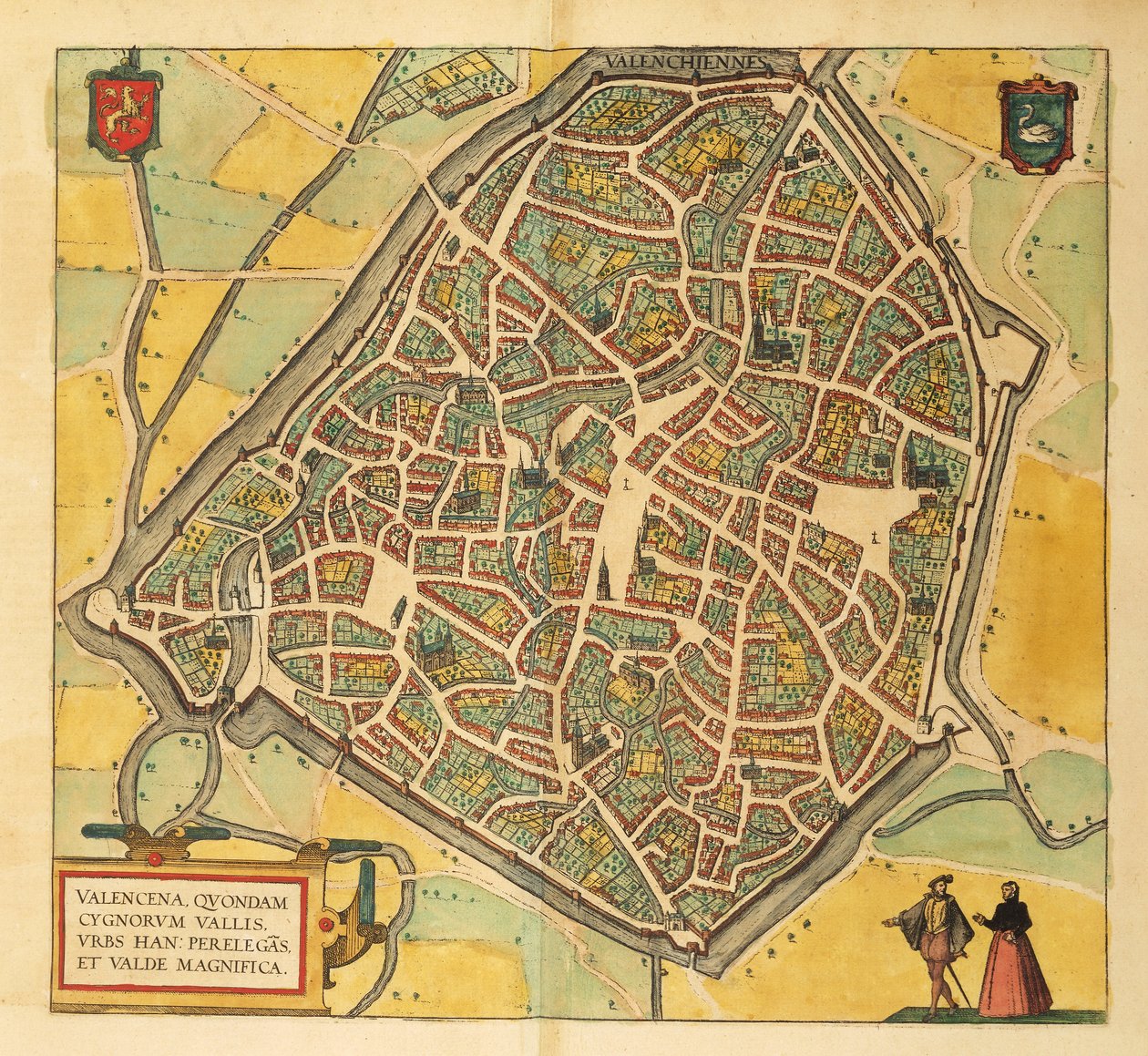 Mapa de Valenciennes de Civitates Orbis Terrarum por Georg Braun de Georg Braun and Hogenberg Franz