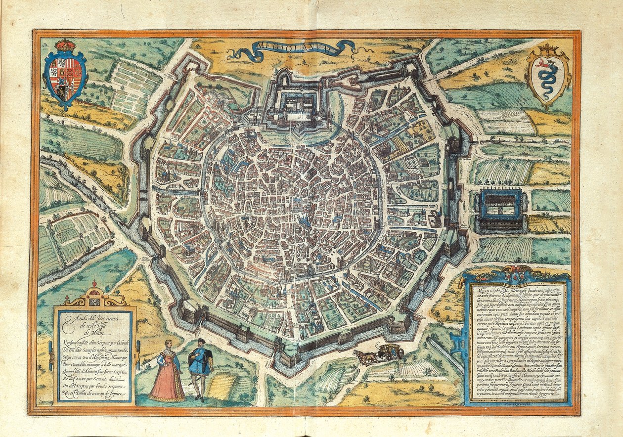 Milán de Civitates Orbis Terrarum por Georg Braun de Georg Braun and Hogenberg Franz