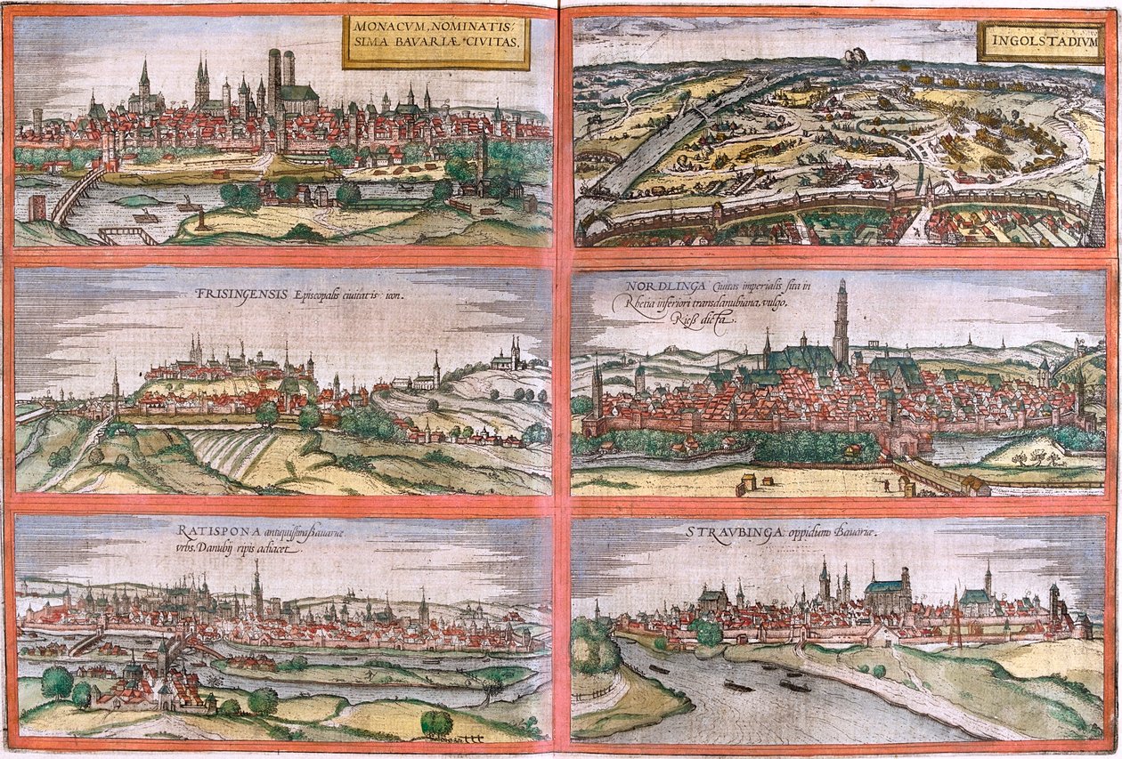 Múnich, Ingolstadt, Freising, Nördlingen, Ratisbona, Straubing, Alemania de Georg and Hogenberg Franz (1535 90) Braun