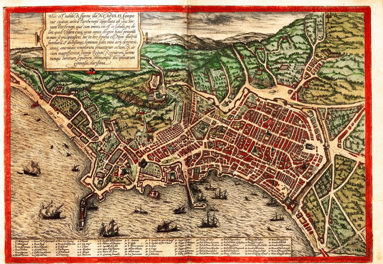 Nápoles, Napoli, Italia de Georg and Hogenberg Franz (1535 90) Braun