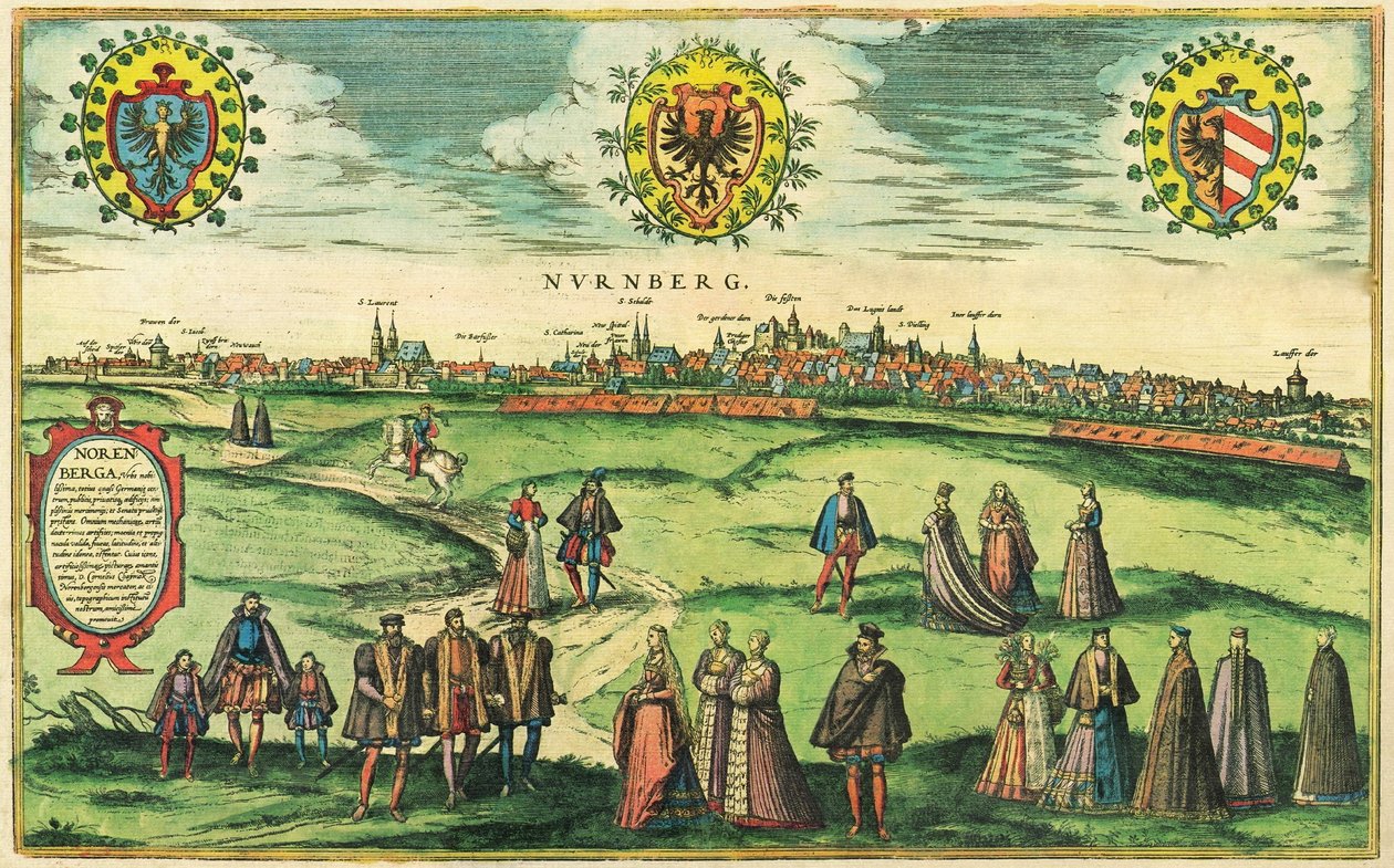 Nurnberg, Nuremberg, Alemania de Georg and Hogenberg Franz (1535 90) Braun