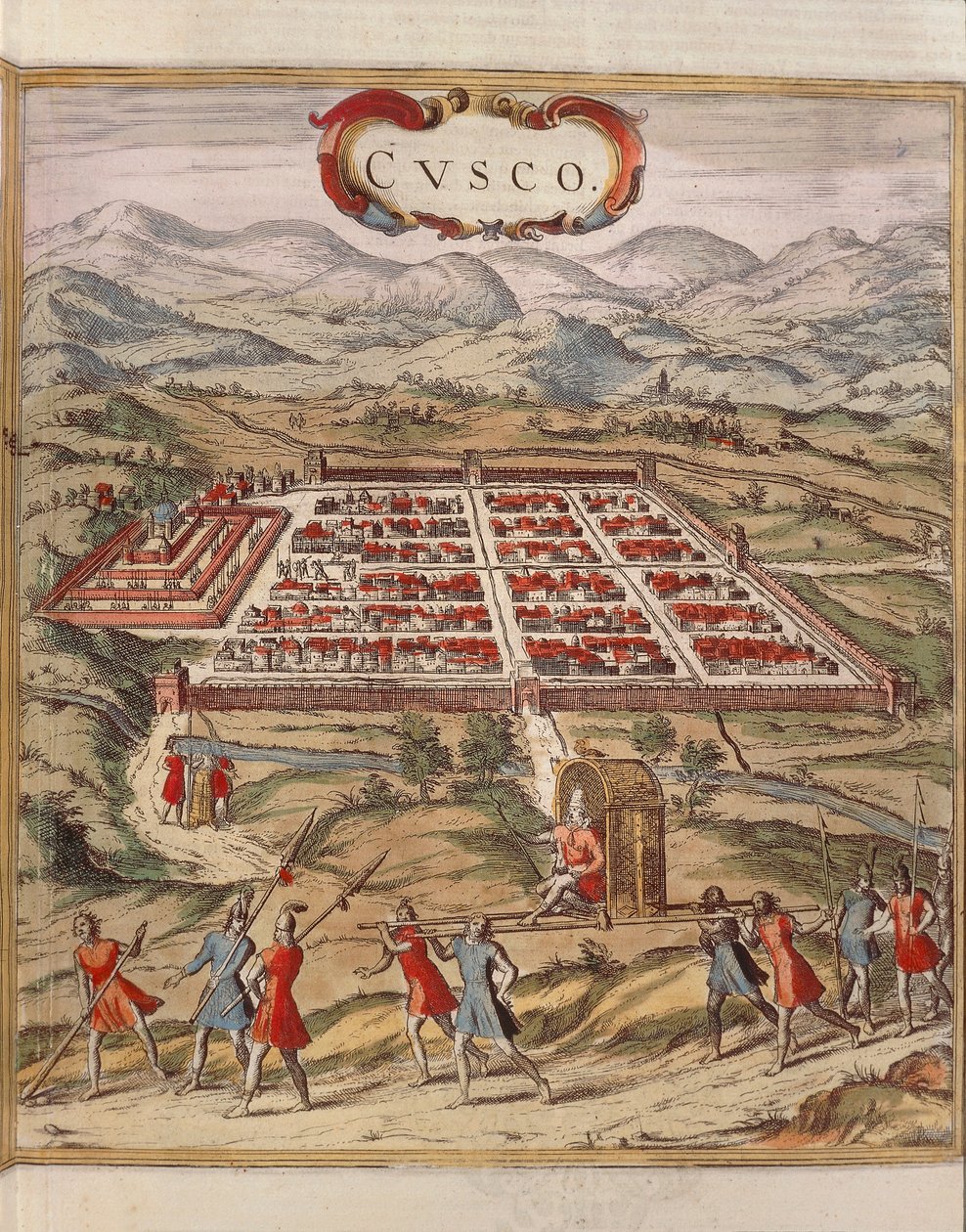Perú, ciudad de Cuzco, grabado de Georg Braun de Georg Braun and Hogenberg Franz