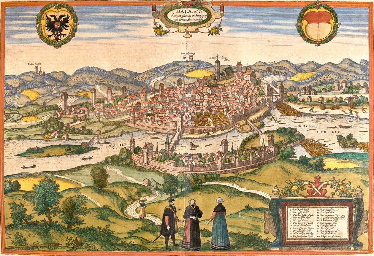 Schwäbisch Hall , Alemania de Georg and Hogenberg Franz (1535 90) Braun