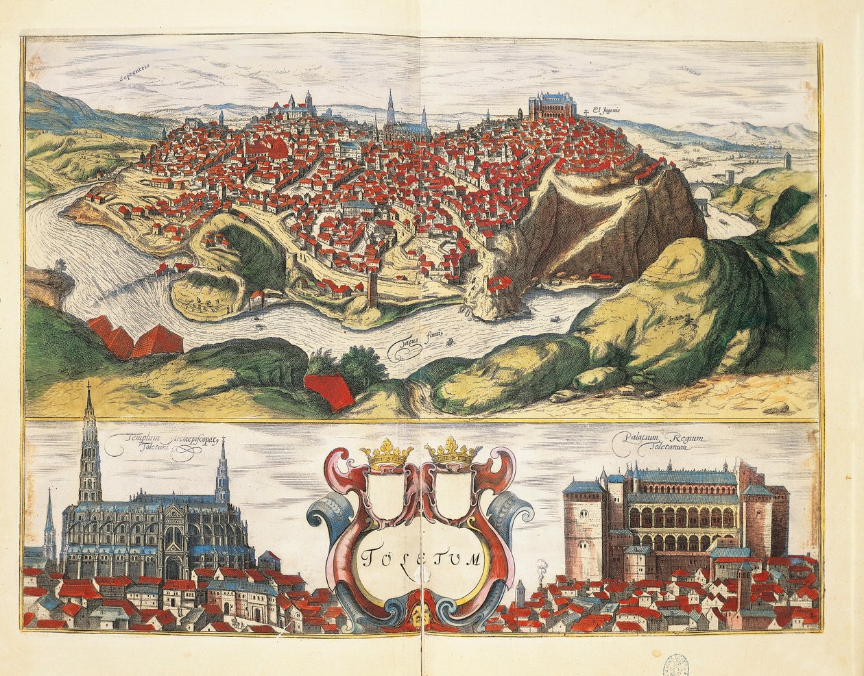 España, Toledo, Ciudad de Toledo de Civitates Orbis Terrarum de Georg Braun y Franz Hogenberg, grabado de Georg Braun and Hogenberg Franz