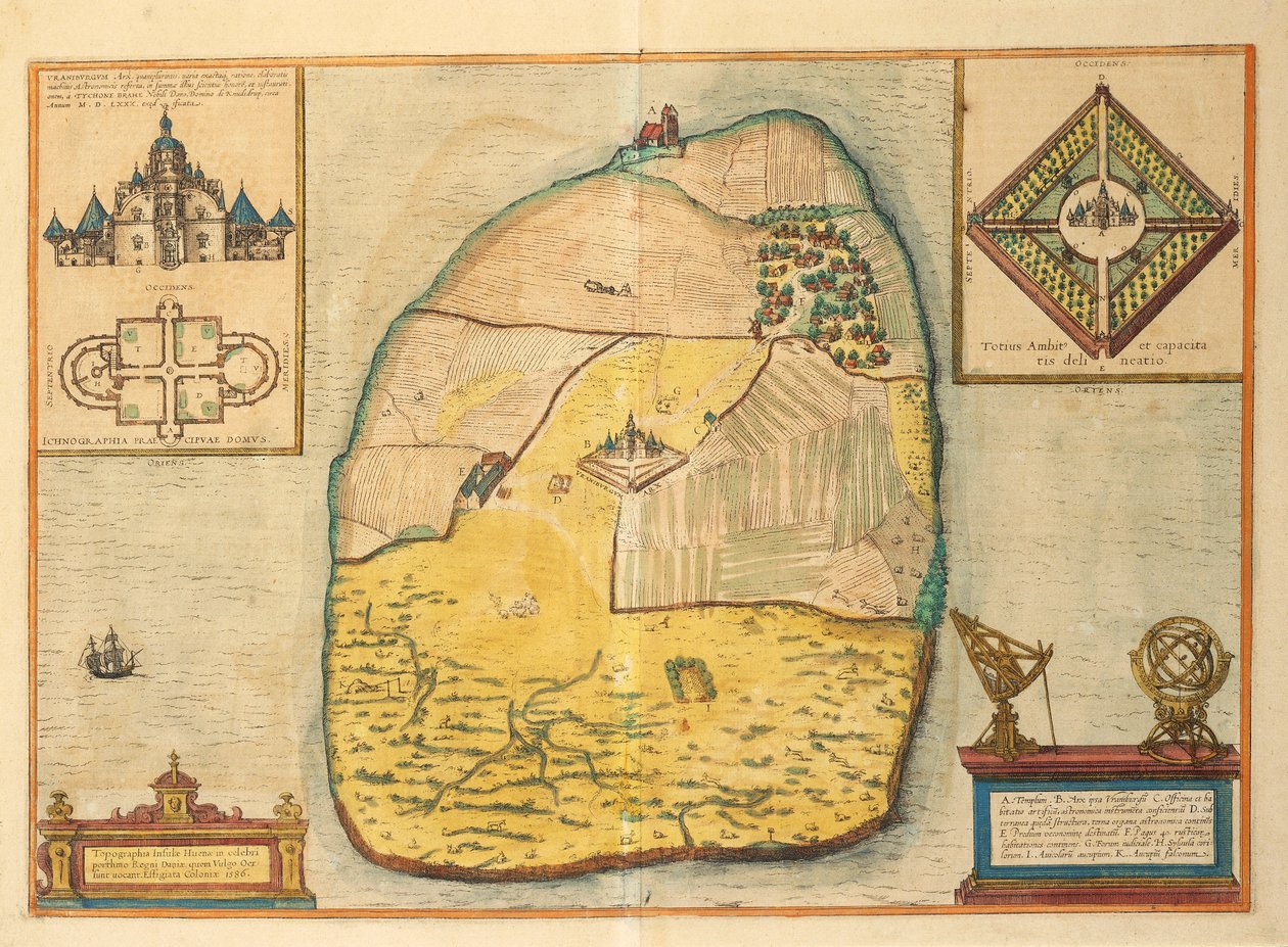 Uranienborg de Civitates Orbis Terrarum de Georg Braun and Hogenberg Franz