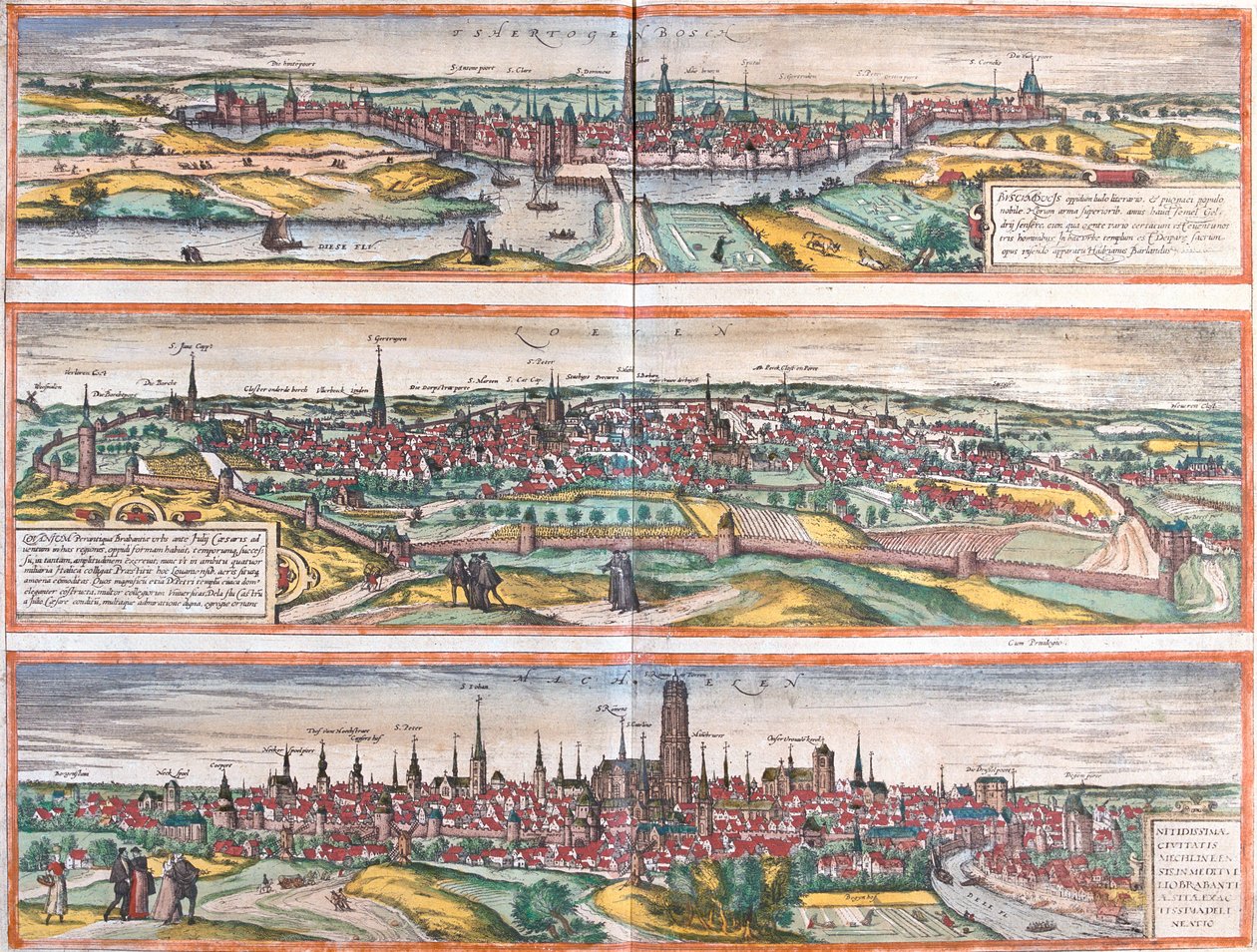 s-Hertogenbosch, Lovaina, Machelen, Países Bajos, Bélgica de Georg and Hogenberg Franz (1535 90) Braun