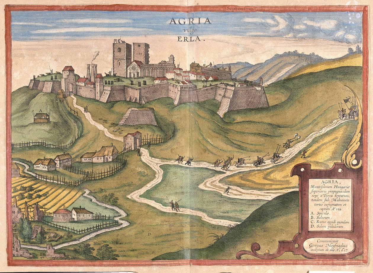 Eger, Hungría de Georg Braun and Hogenberg Franz