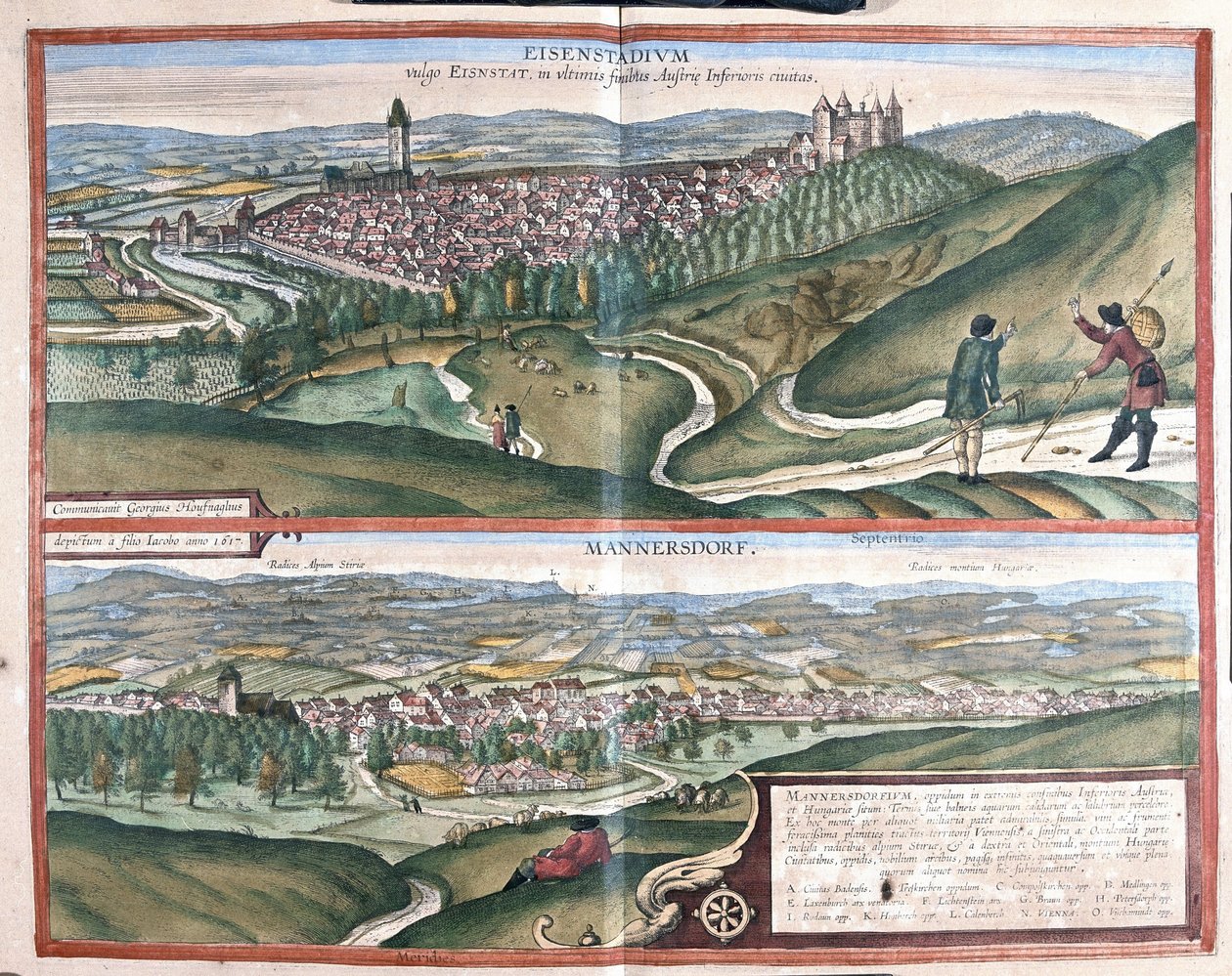 Eisenstadt y Mannersdorf am Leithagebirge, Austria (grabado) de Georg Braun and Hogenberg Franz