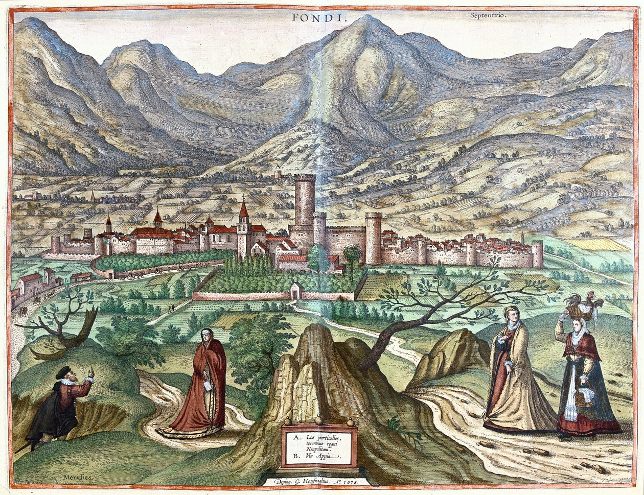 Fondi (campo romano), Italia de Georg Braun and Hogenberg Franz