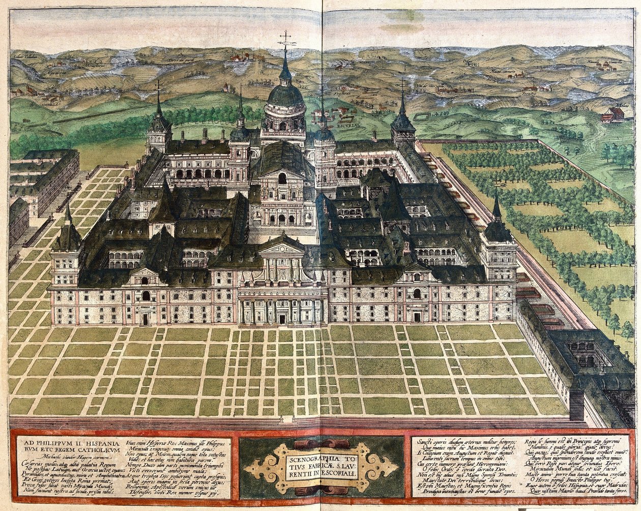 Monasterio (Palacio del Rey Felipe II), España de Georg Braun and Hogenberg Franz