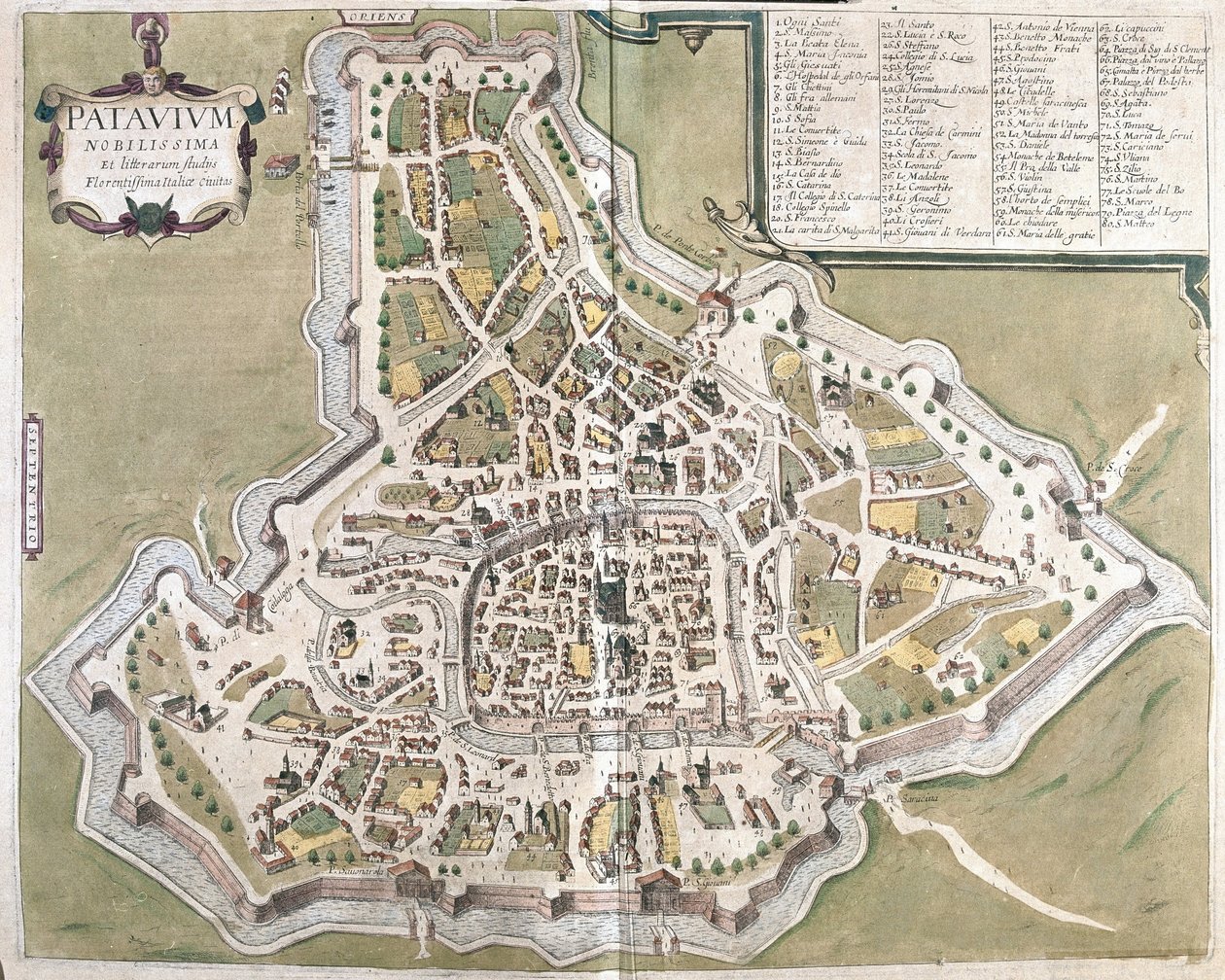 Padua, región del Véneto, Italia de Georg Braun and Hogenberg Franz