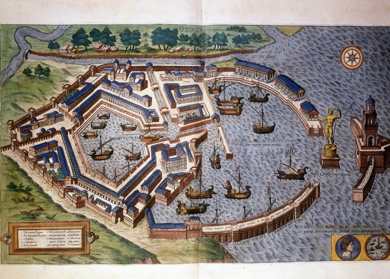 Puerto de Ostia (Ostia) Antiguo, Atlas Bram y Hopely de Georg Braun and Hogenberg Franz
