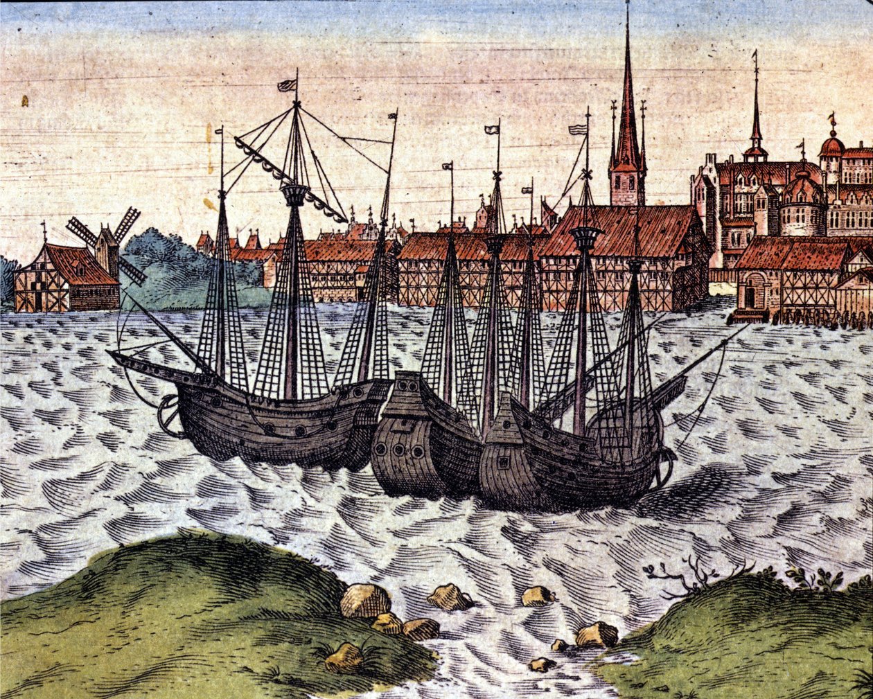El puerto de Lubeck según el Theatrum Orbis Terrarum de Braun y Hogenberg. Siglo XVII de Georg Braun and Hogenberg Franz