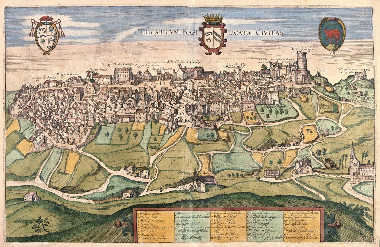 Tricario, región Basilicata, Italia (grabado) de Georg Braun and Hogenberg Franz