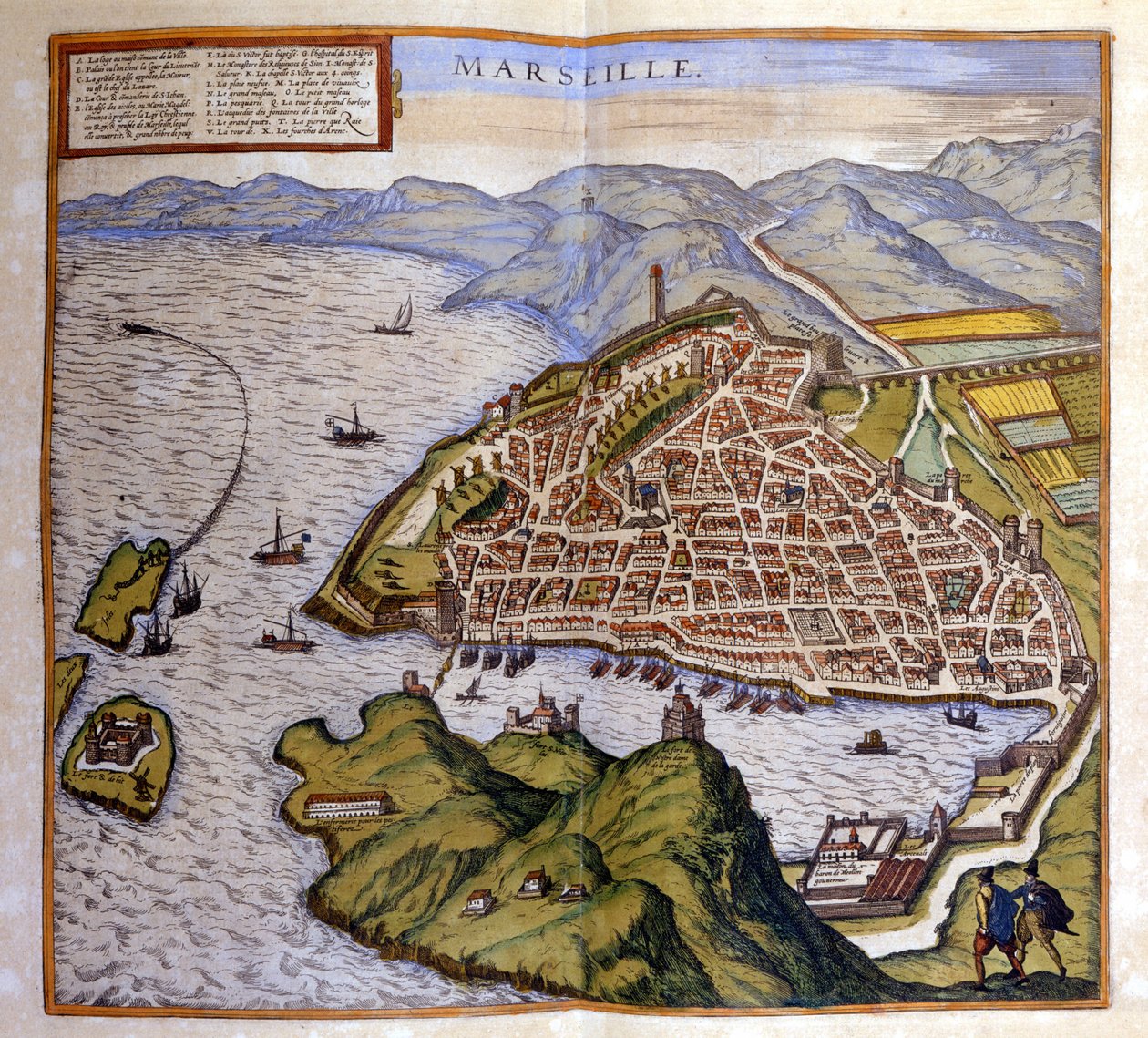 Vista de Marsella del Atlas de Braun y Hogenberg de Georg Braun and Hogenberg Franz