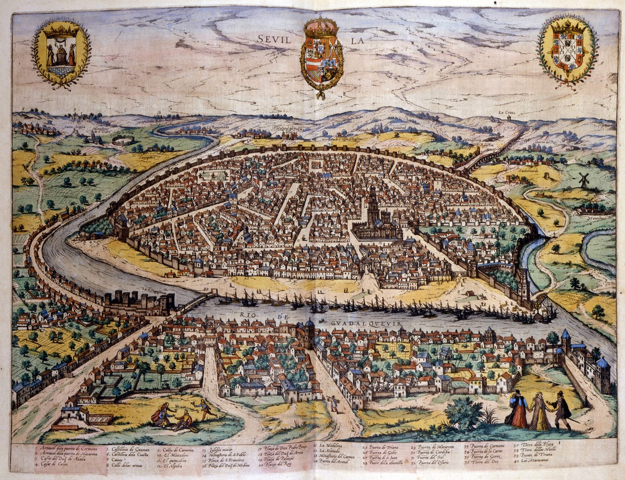Vista de Sevilla según el Atlas de Braun y Hogenberg de Georg Braun and Hogenberg Franz