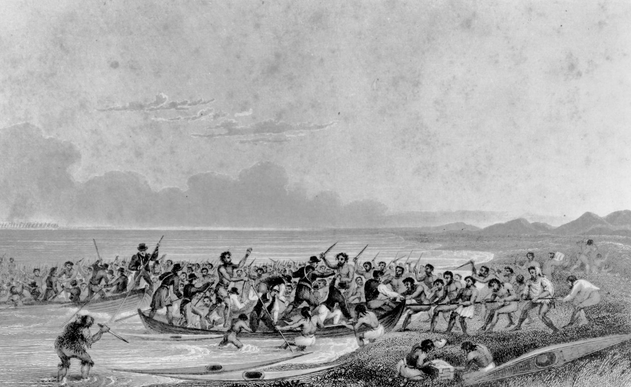 Esquimales saqueando los barcos de la expedición de Franklin, 1826 de George Back