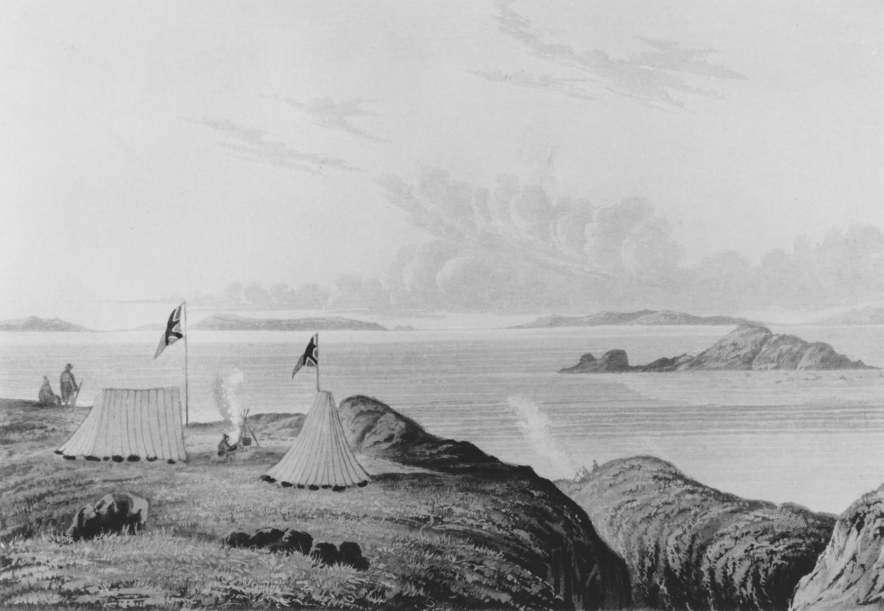 Vista del mar Ártico desde la desembocadura del río Copper Mine a medianoche, 1821 de George Back