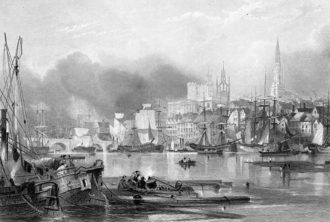 Newcastle-upon-Tyne, grabado por Edward Finden de George Balmer