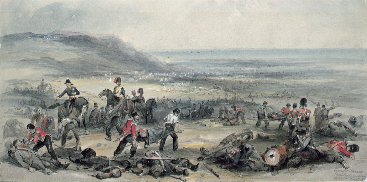Retirando a los muertos y heridos después de la Batalla del Alma durante la Guerra de Crimea, 20 de septiembre, 1854 de George Bryant Campion